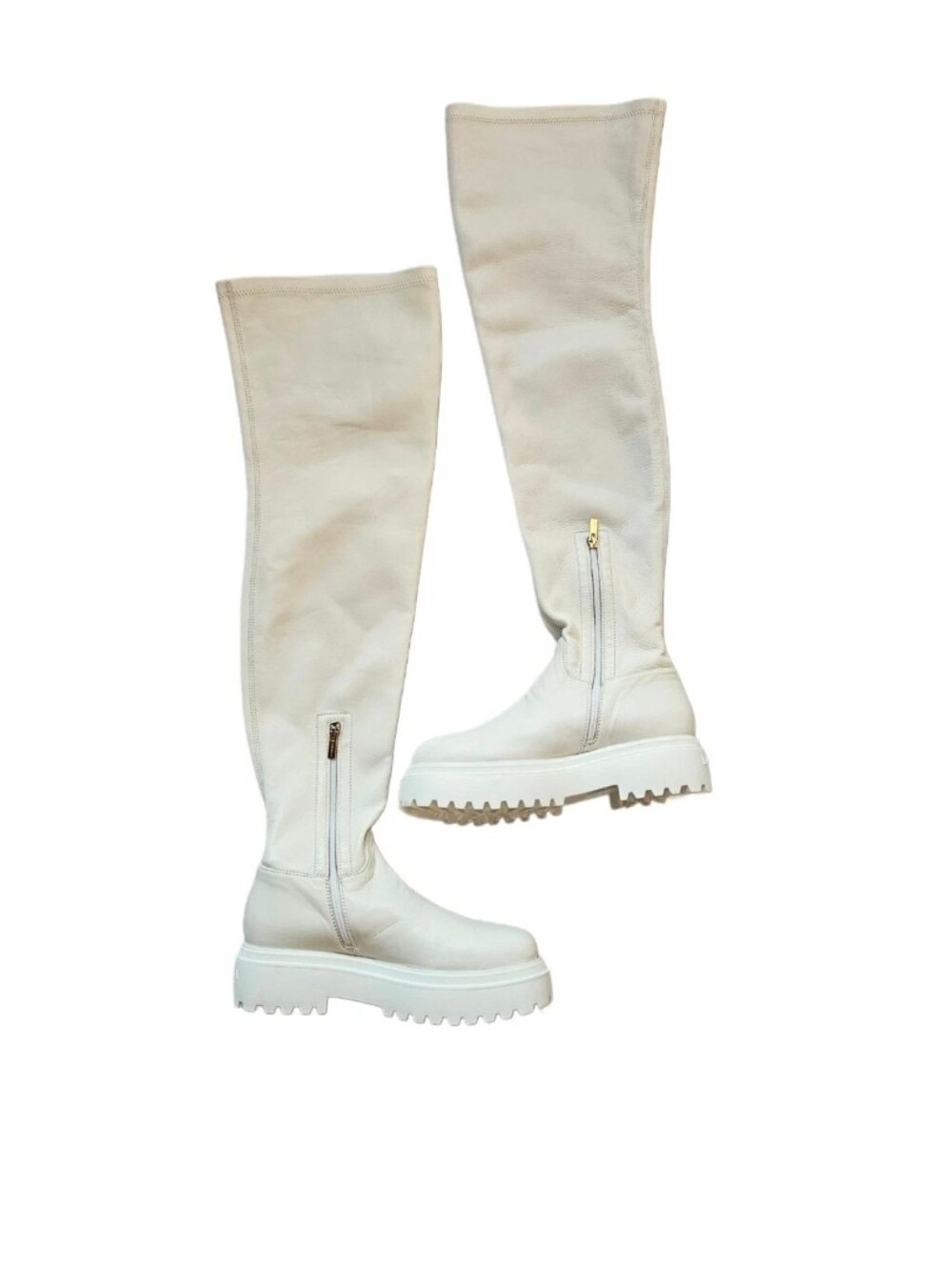 Charlotte Russe Cream Over-the-Knee Platform Lug Boots